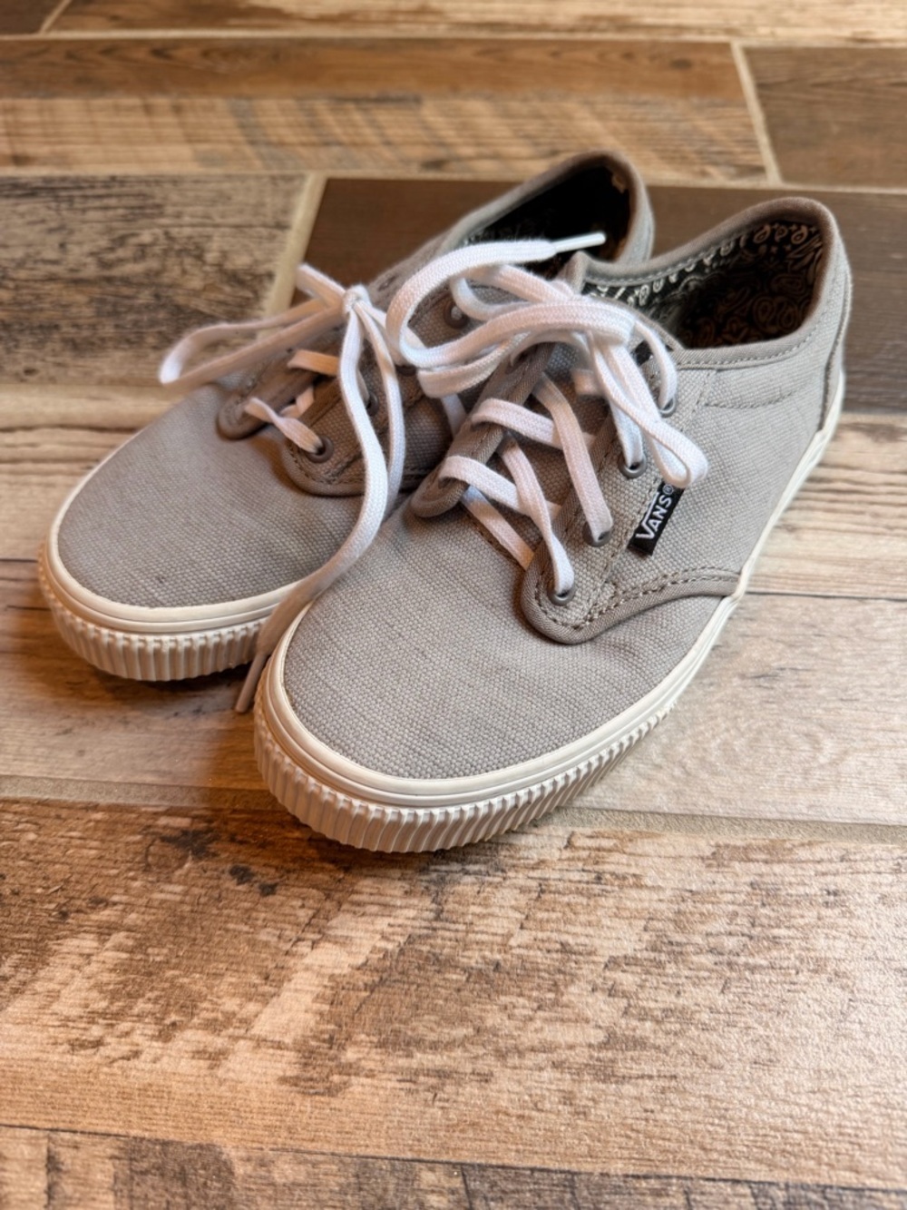 Vans Light Gray Canvas Low-Top Sneakers
